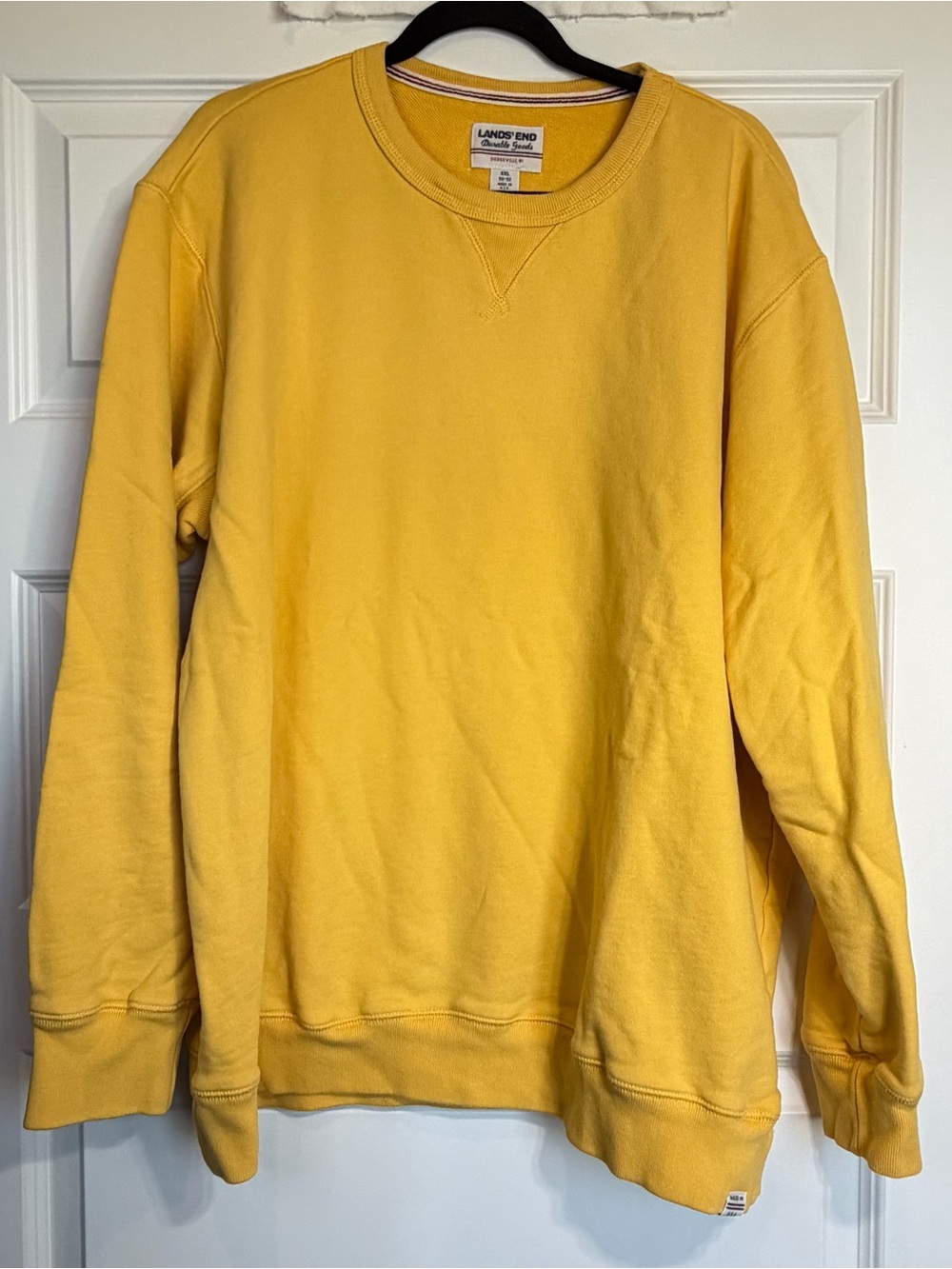 Vintage 90s Lands’ End Durable Goods Men’s XXL Yellow Sweatshirt Made USA